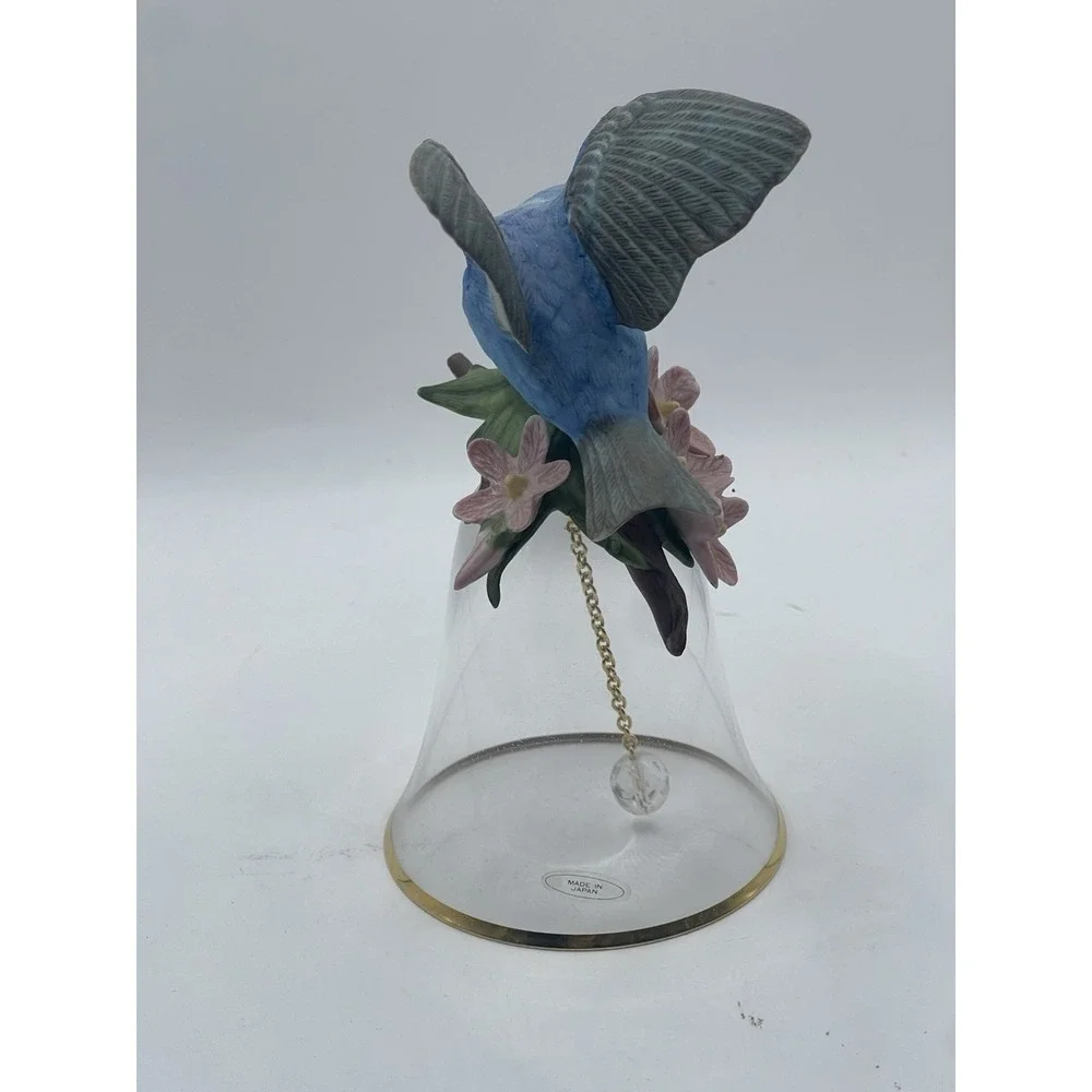 Vintage Made in Japan Porcelain‎ Bird Bell – Bluebird Bell with Crystal Pull